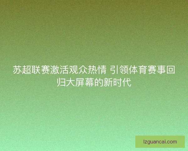 苏超联赛激活观众热情 引领体育赛事回归大屏幕的新时代