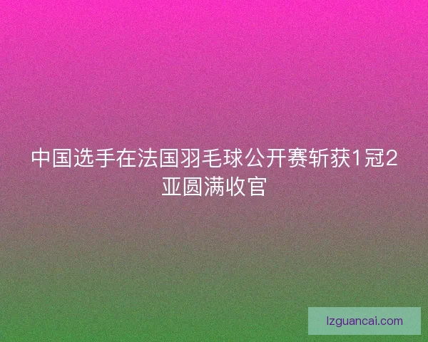 中国选手在法国羽毛球公开赛斩获1冠2亚圆满收官